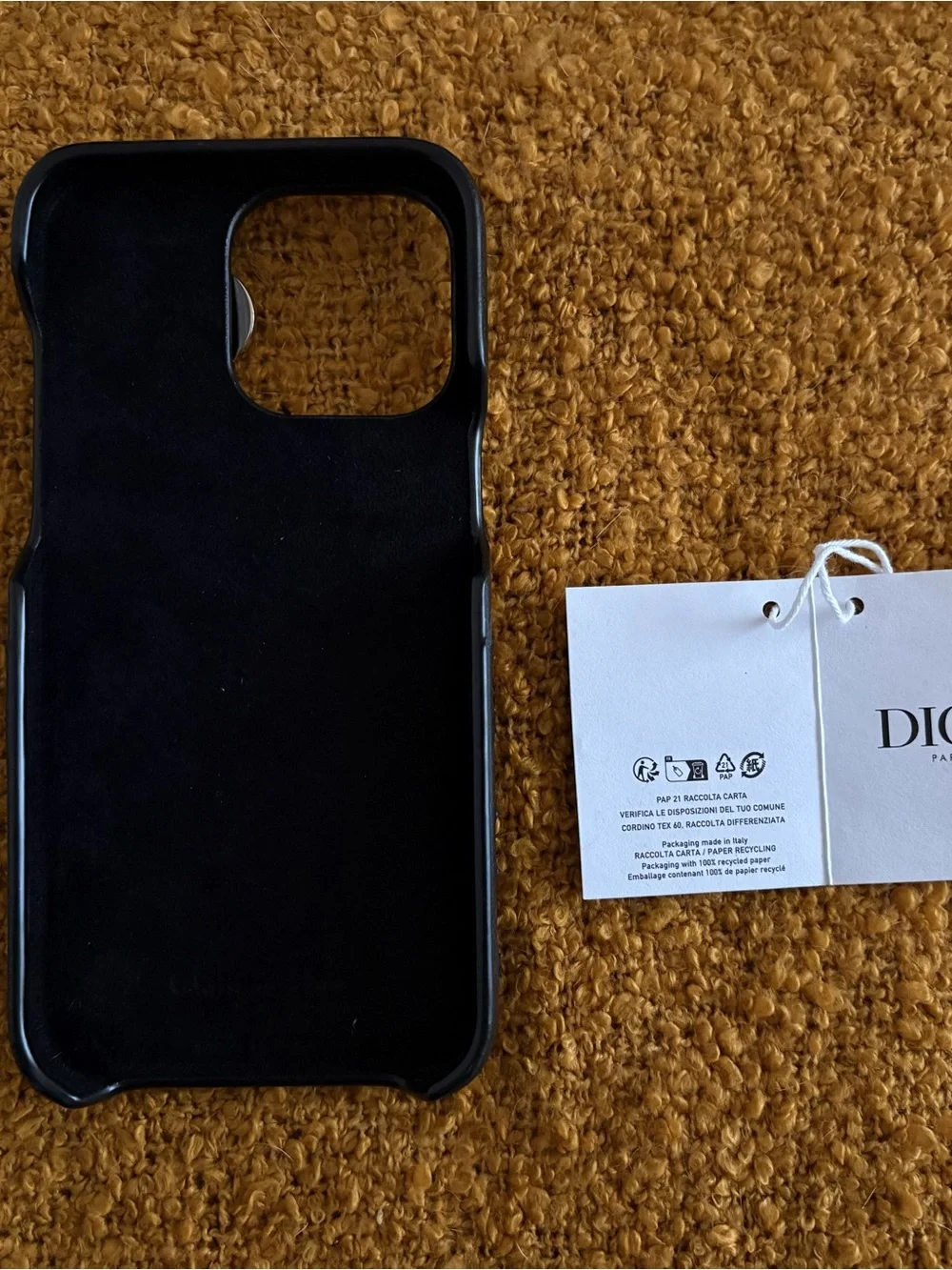 Dior iPhone 15 pro max Black Quilted Lady Tech Phone Case with Silver Charm